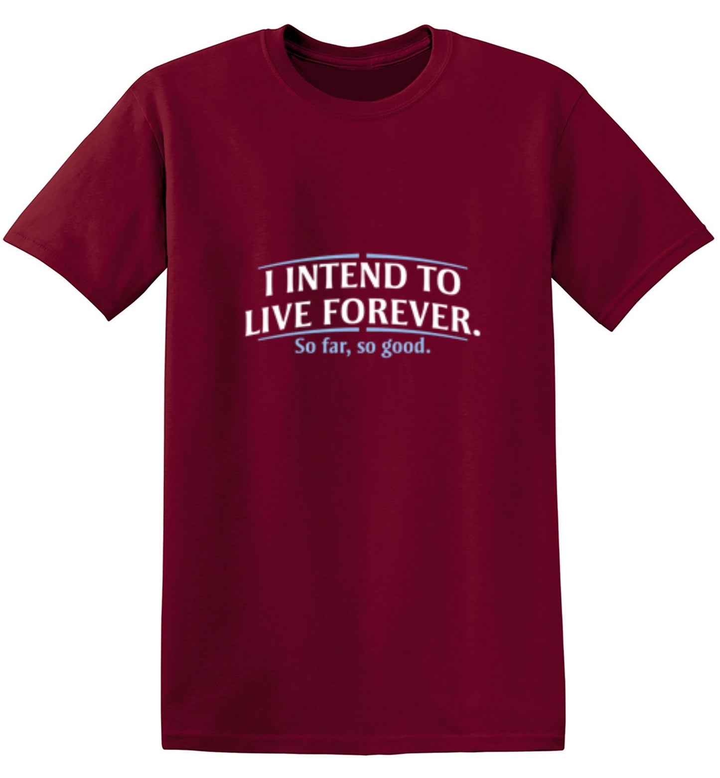 Funny T-Shirts design "I Intend To Live Forever So Far So Good"