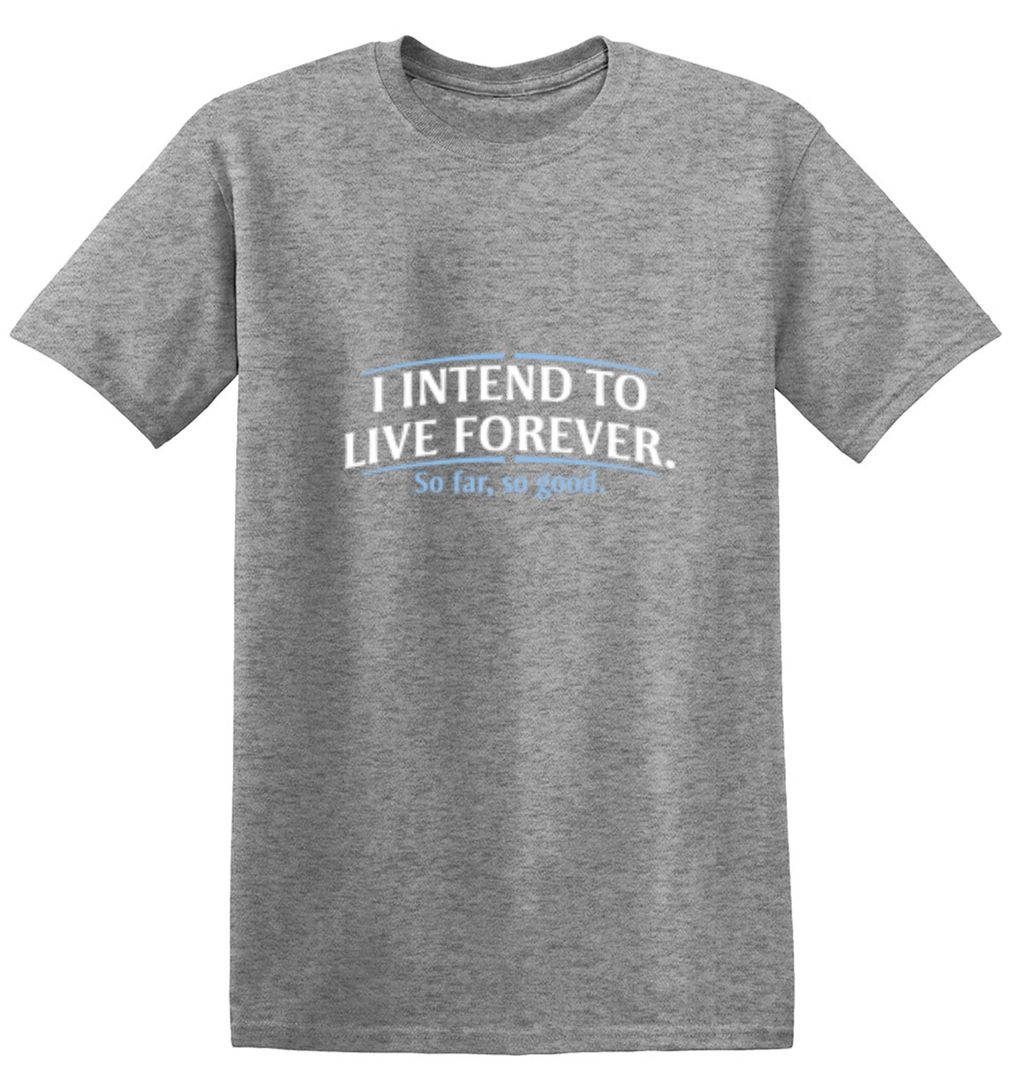 Funny T-Shirts design "I Intend To Live Forever So Far So Good"