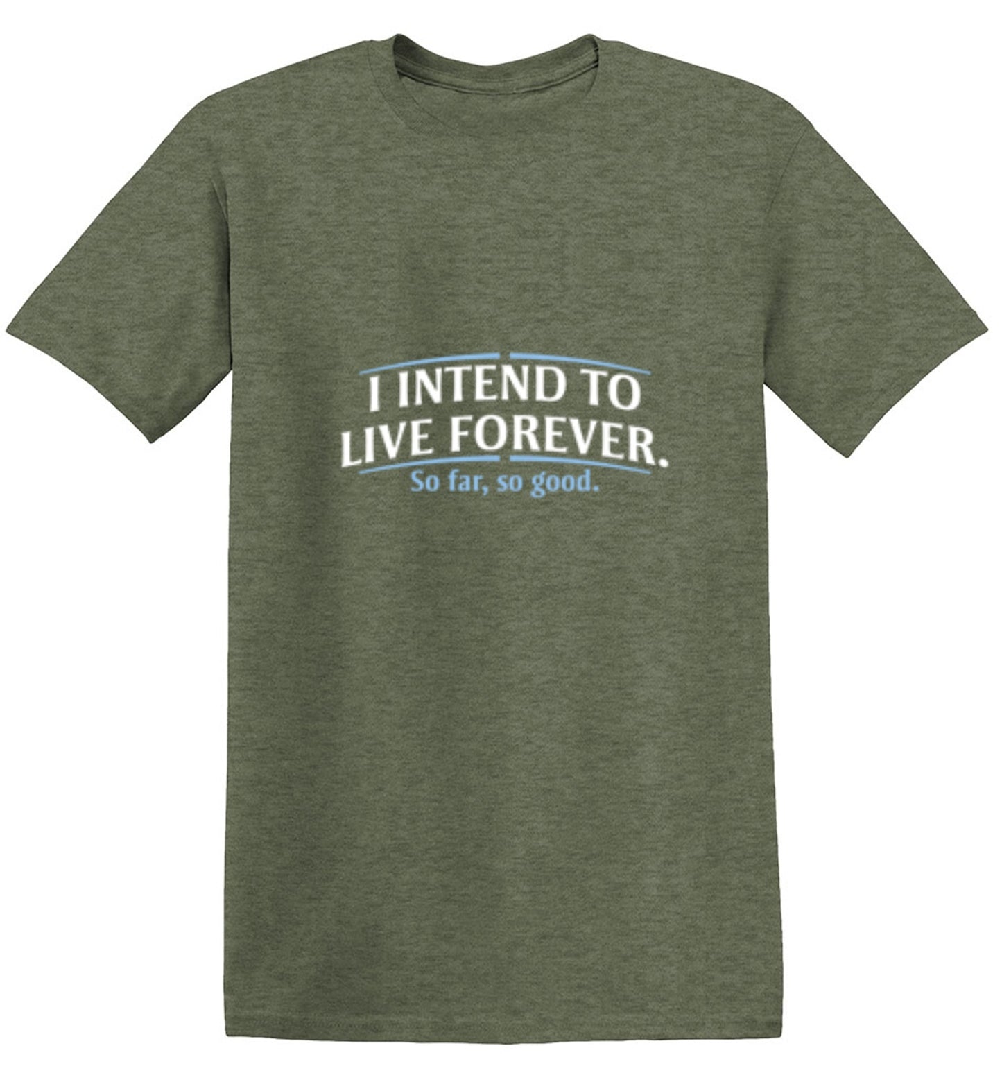 Funny T-Shirts design "I Intend To Live Forever So Far So Good"