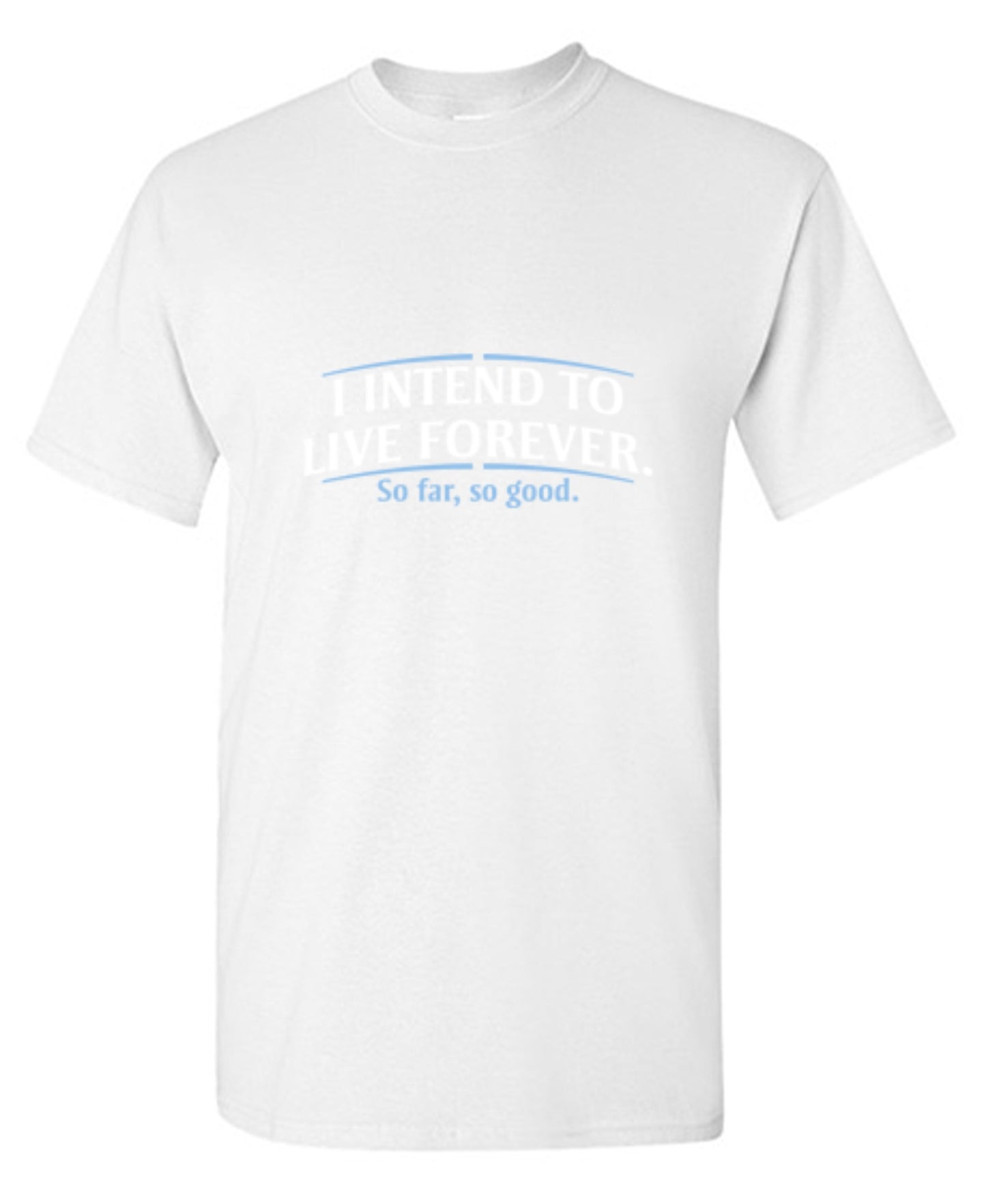 Funny T-Shirts design "I Intend To Live Forever So Far So Good"