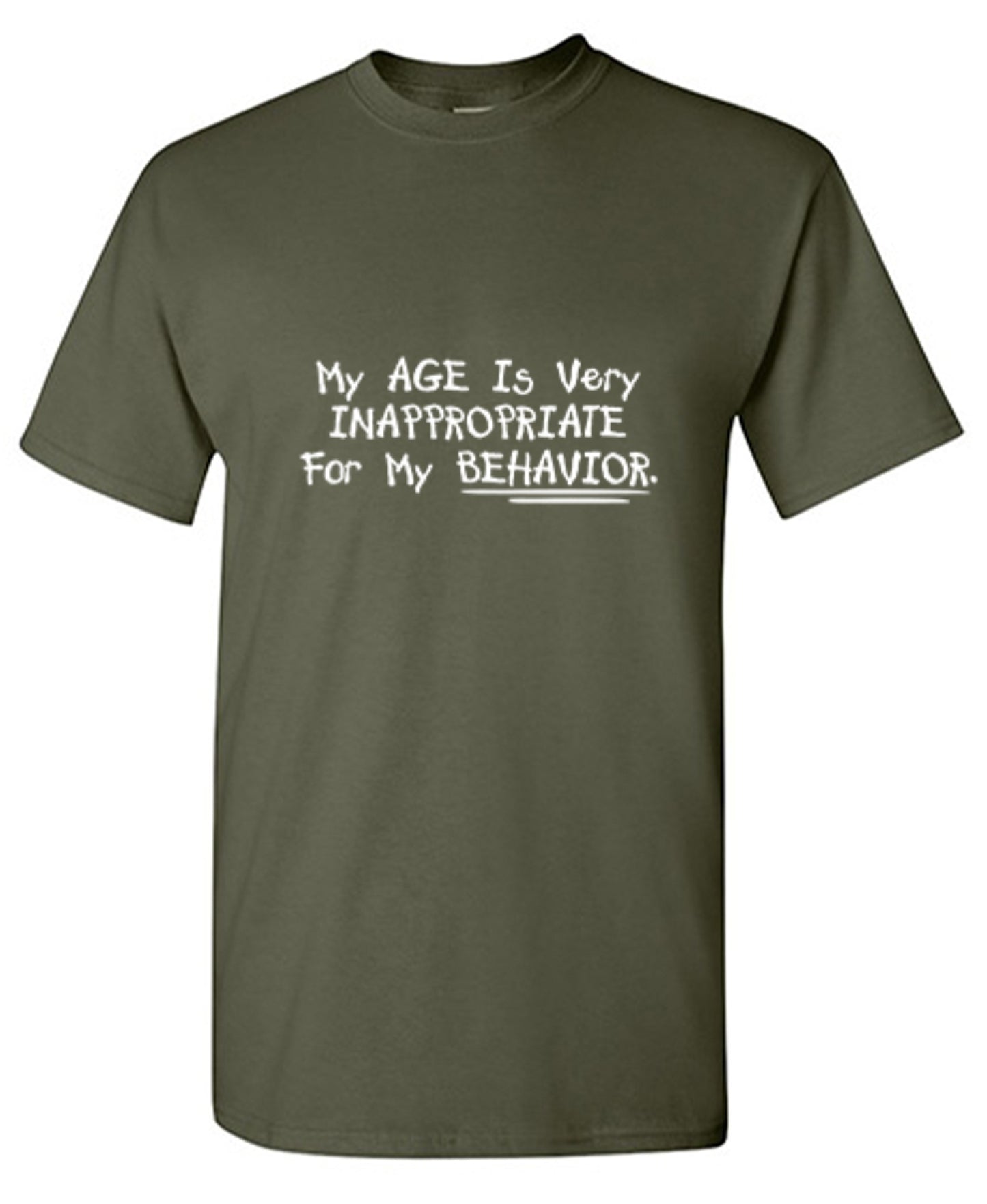 Funny T-Shirts design "My Age Is Very Inappropriate For My Behavior"
