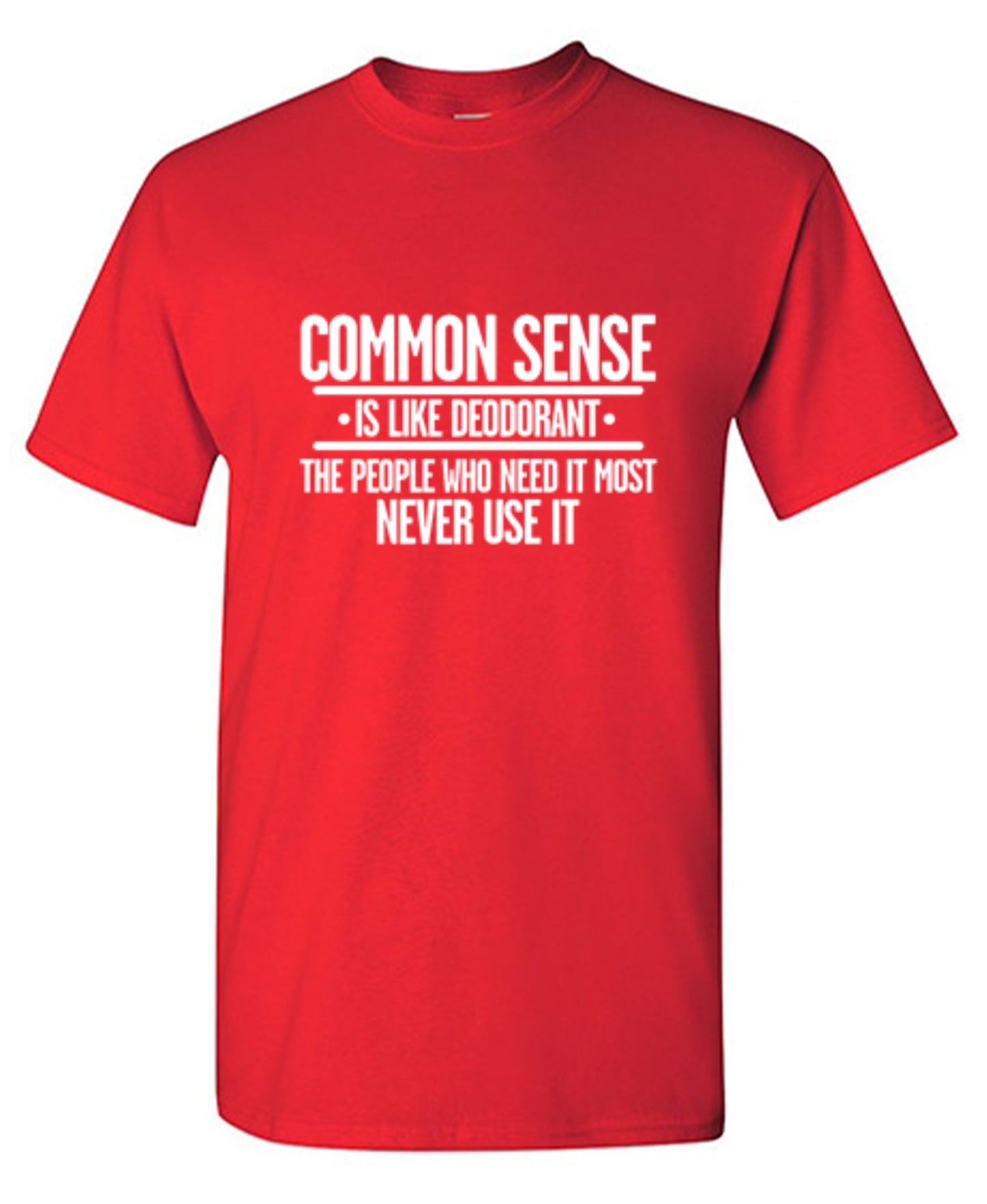 Funny T-Shirts design "Common Sense is Like Deodorant"