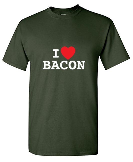 Funny T-Shirts design "I Love Bacon"