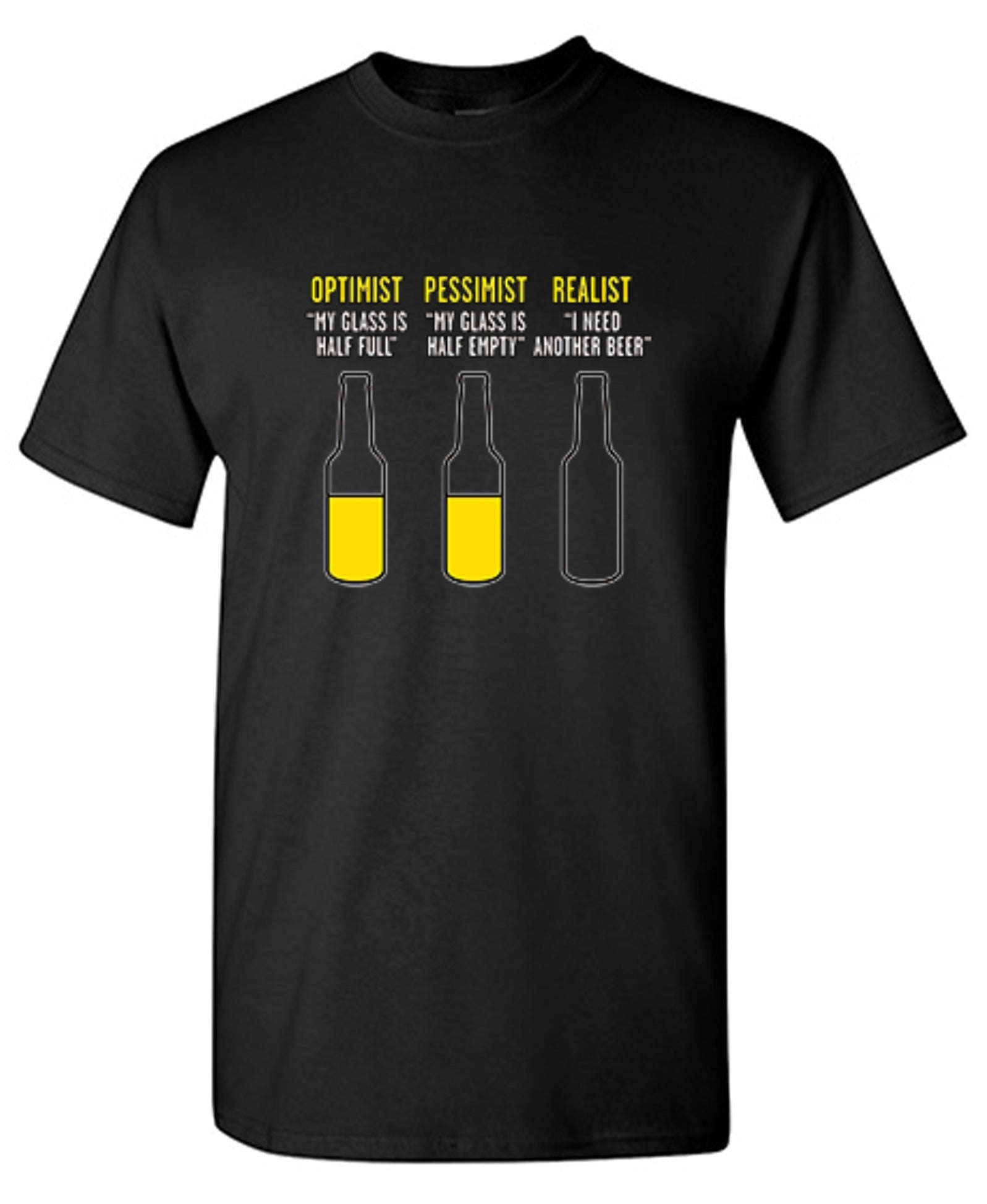 Funny T-Shirts design "Optimist Pessimist Realist"