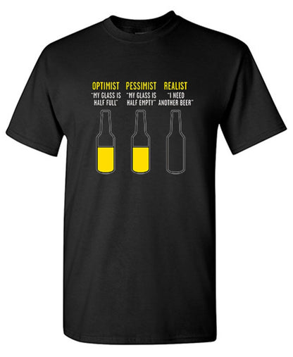 Funny T-Shirts design "Optimist Pessimist Realist"
