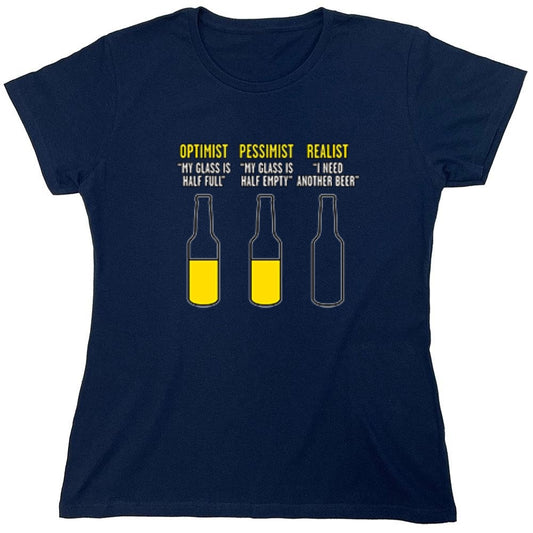 Funny T-Shirts design "Optimist Pessimist Realist T-Shirt - Womens"