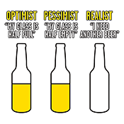 Funny T-Shirts design "Optimist Pessimist Realist"