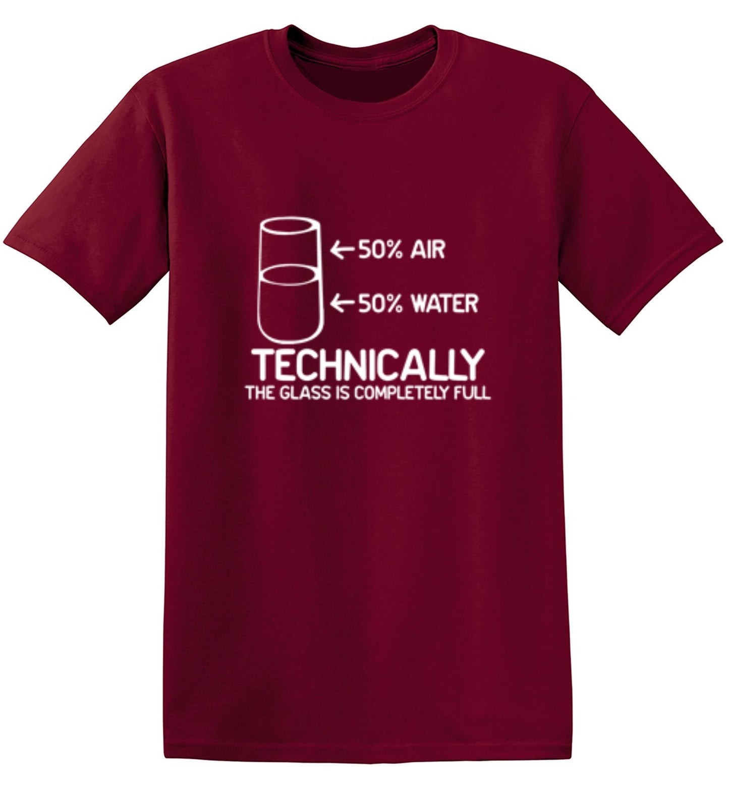 Funny T-Shirts design "Technically The Glass Is Completely Full"