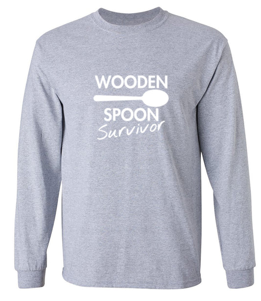 Funny T-Shirts design "Wooden Spoon Survivor - Long Sleeve"