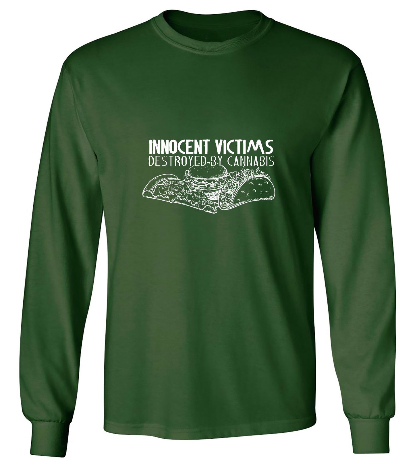 Funny T-Shirts design "Innocent Victims Destroyed By Cannabis T-Shirt - Long Sleeve"