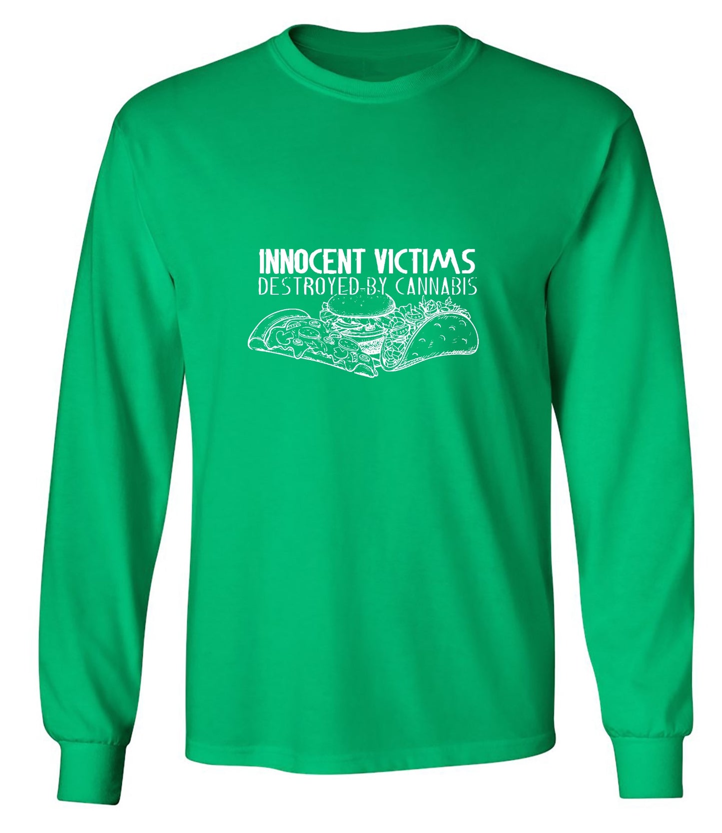 Funny T-Shirts design "Innocent Victims Destroyed By Cannabis T-Shirt - Long Sleeve"