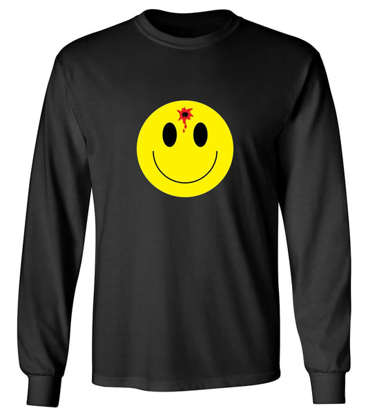 Funny T-Shirts design "Bullet Smile Emoticon What You Are Up To - Long Sleeve"