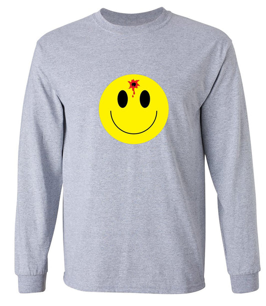 Funny T-Shirts design "Bullet Smile Emoticon What You Are Up To - Long Sleeve"