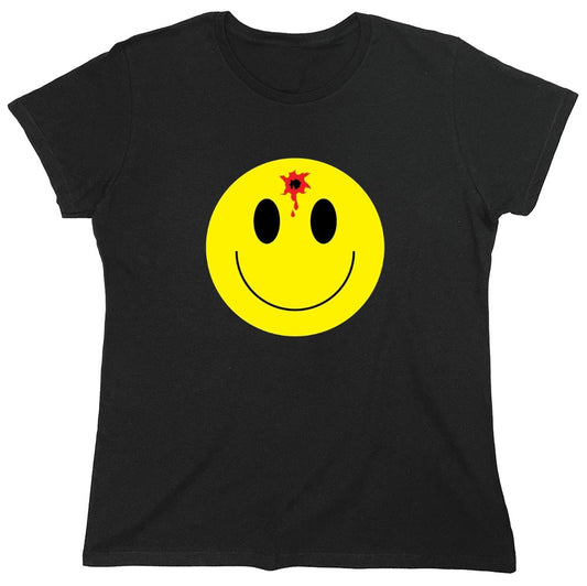 Funny T-Shirts design "Bullet Smile Emoticon What You Are Up To - Womens"