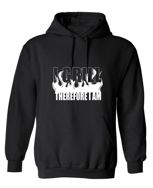 Funny T-Shirts design "I GRILL, Therefore I Am - Hoodie"