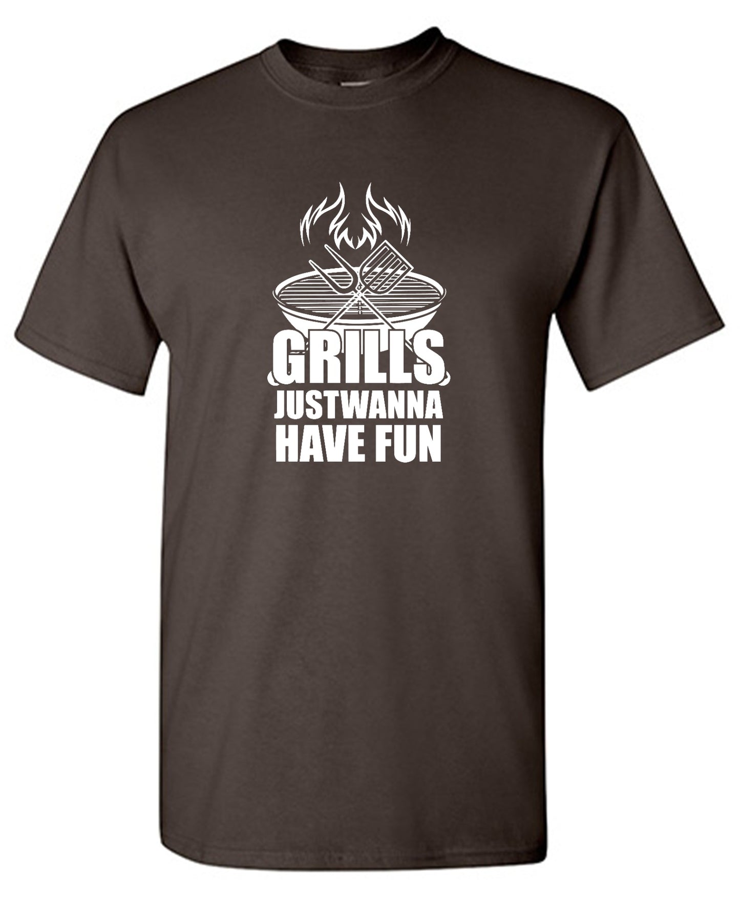 Funny T-Shirts design "GRILLS, Just Wanna Have Fun - T-Shirt for 4th of July"