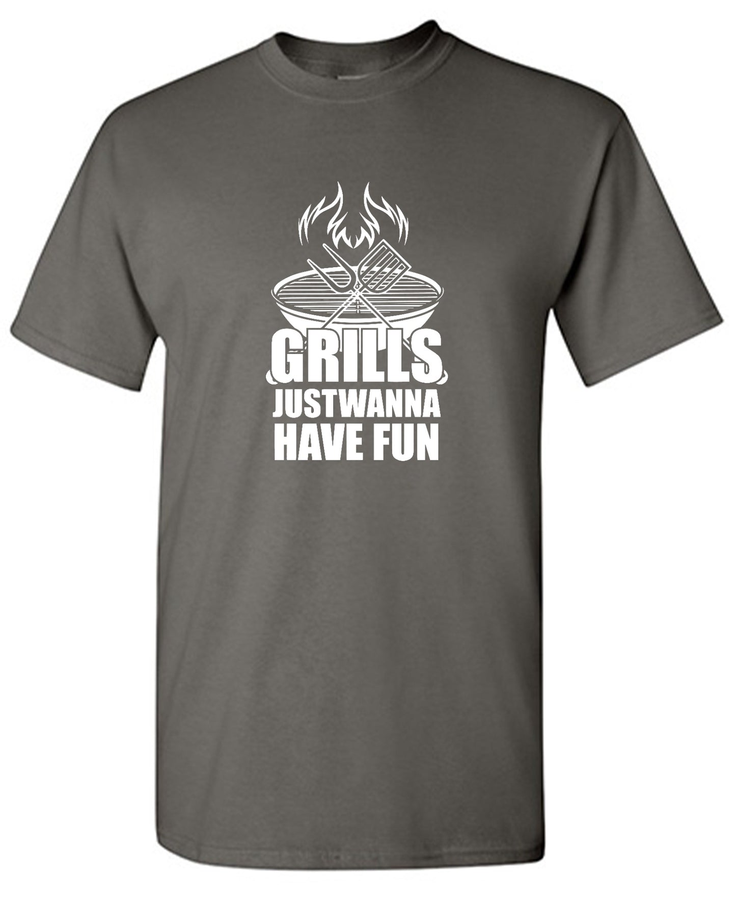 Funny T-Shirts design "GRILLS, Just Wanna Have Fun - T-Shirt for 4th of July"