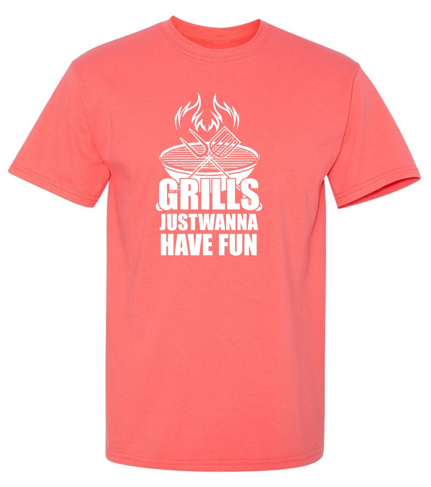 Funny T-Shirts design "GRILLS, Just Wanna Have Fun - T-Shirt for 4th of July"