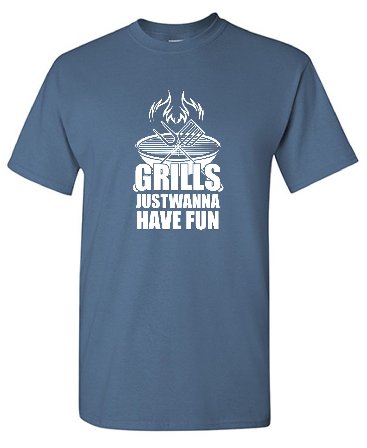 Funny T-Shirts design "GRILLS, Just Wanna Have Fun - T-Shirt for 4th of July"