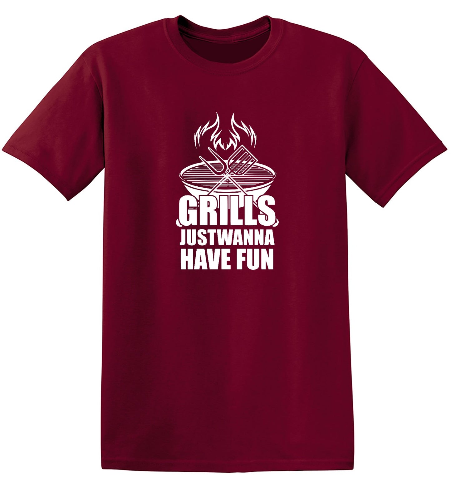 Funny T-Shirts design "GRILLS, Just Wanna Have Fun - T-Shirt for 4th of July"