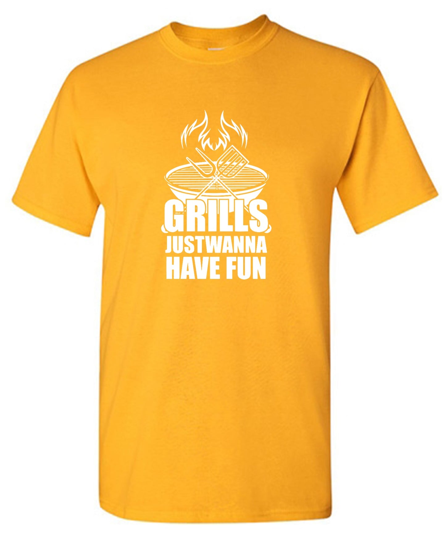 Funny T-Shirts design "GRILLS, Just Wanna Have Fun - T-Shirt for 4th of July"