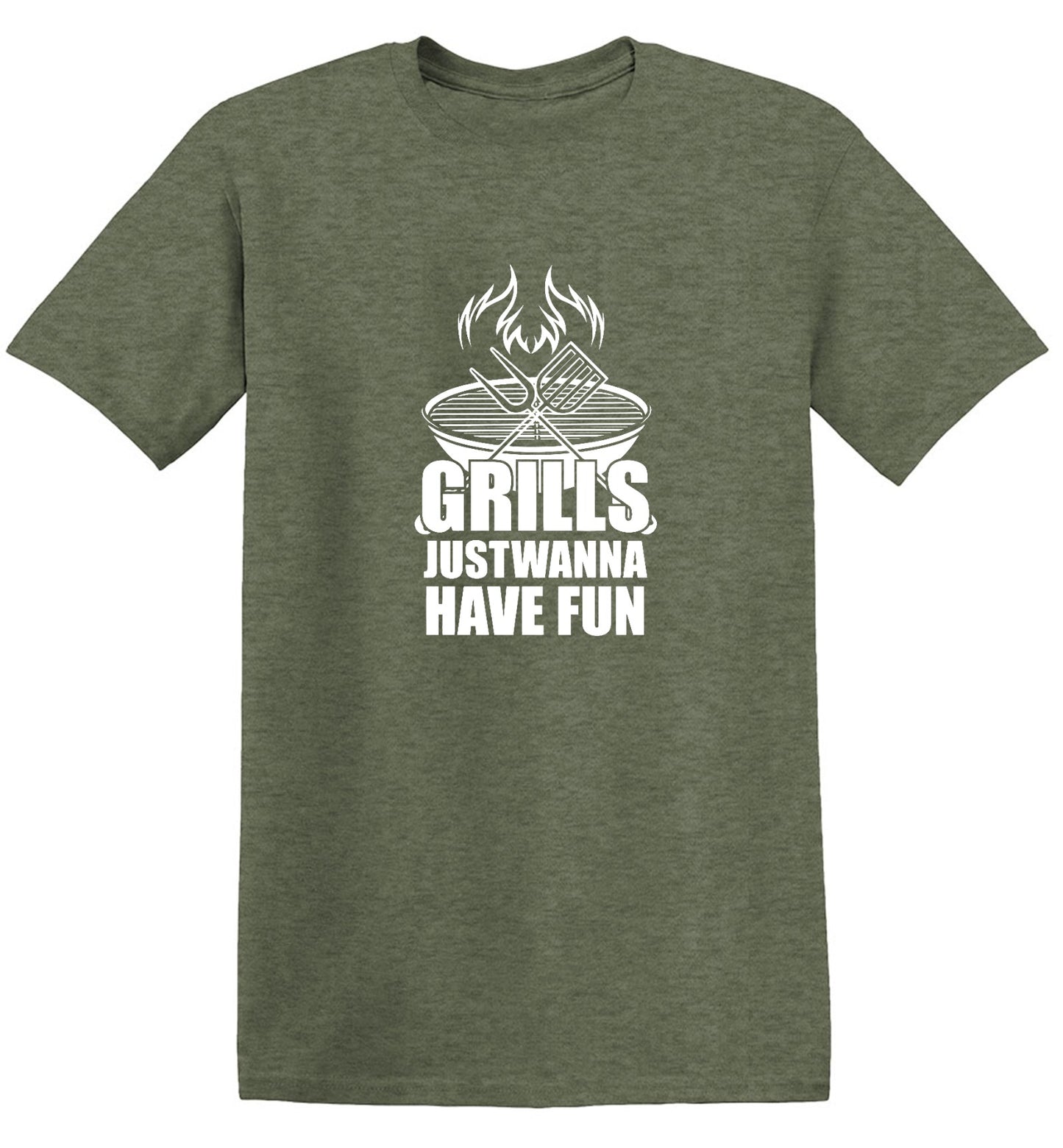 Funny T-Shirts design "GRILLS, Just Wanna Have Fun - T-Shirt for 4th of July"