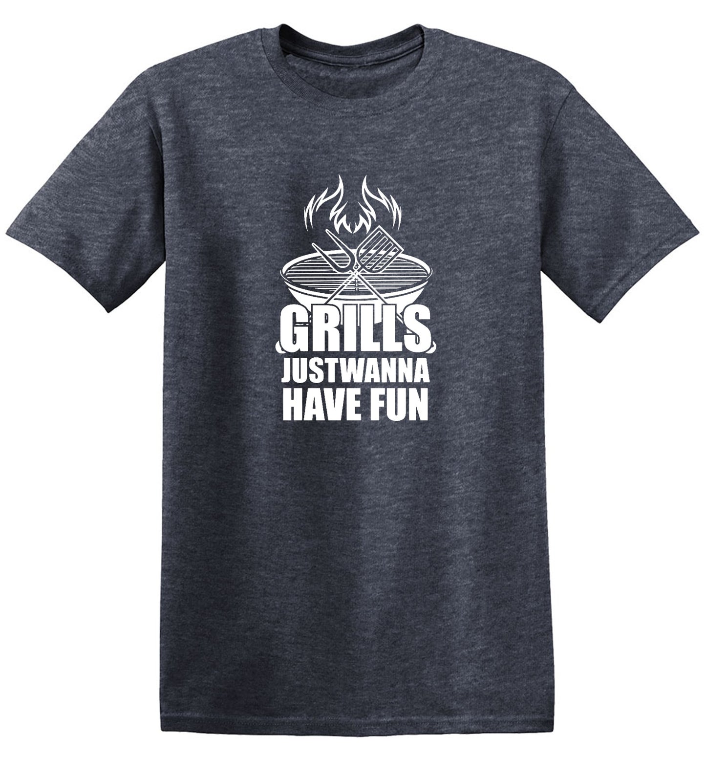 Funny T-Shirts design "GRILLS, Just Wanna Have Fun - T-Shirt for 4th of July"