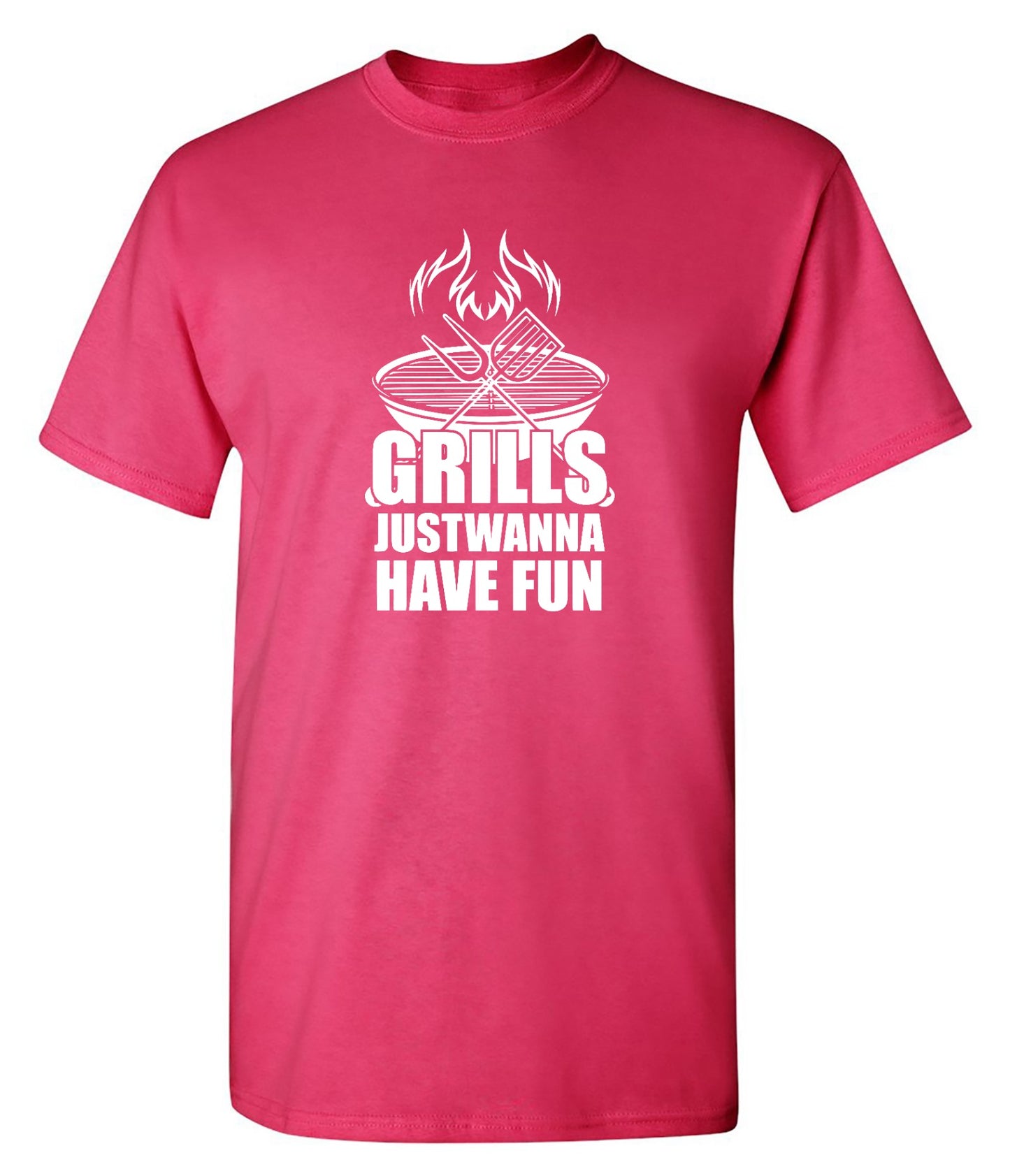 Funny T-Shirts design "GRILLS, Just Wanna Have Fun - T-Shirt for 4th of July"