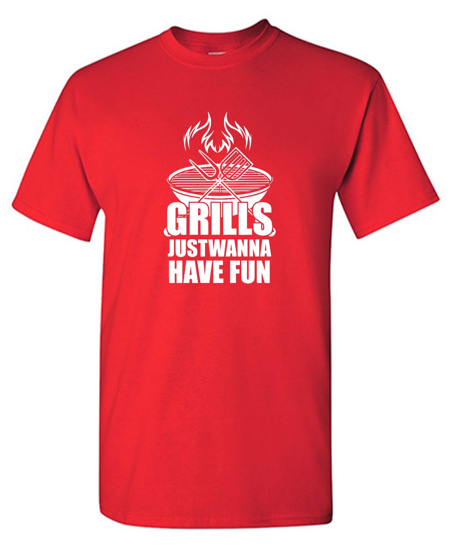 Funny T-Shirts design "GRILLS, Just Wanna Have Fun - T-Shirt for 4th of July"