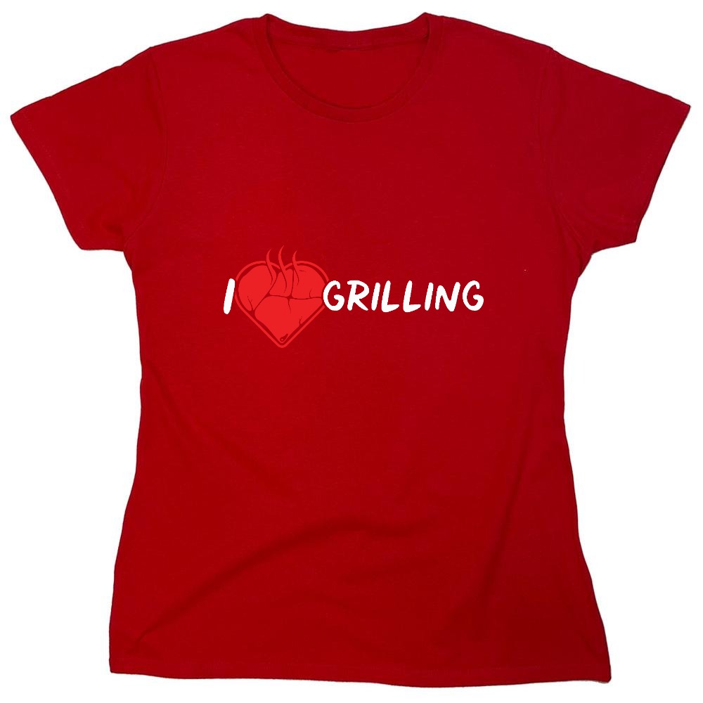 Funny T-Shirts design "I Heart Grilling T-Shirt for '4th of July' - Womens"