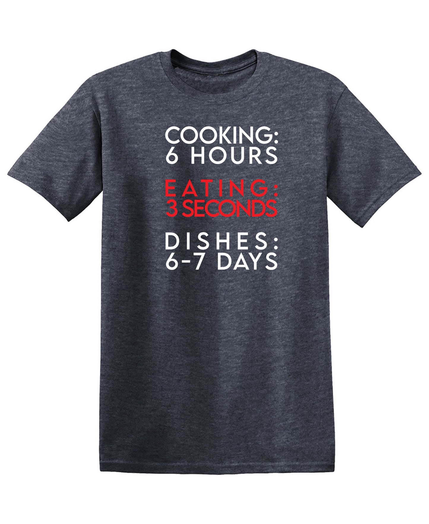 Cooking 6 Hours, Eating 3 Seconds, Dishers 6-7 Days Funny Tee