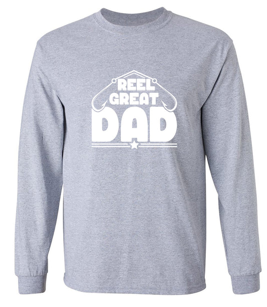 Funny T-Shirts design "Reel Great Dad! - Cute Shirt for Fathers - Long Sleeve"