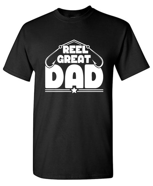 Funny T-Shirts design "Reel Great Dad! - Cute Shirt for Fathers"