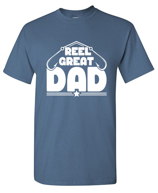 Funny T-Shirts design "Reel Great Dad! - Cute Shirt for Fathers"