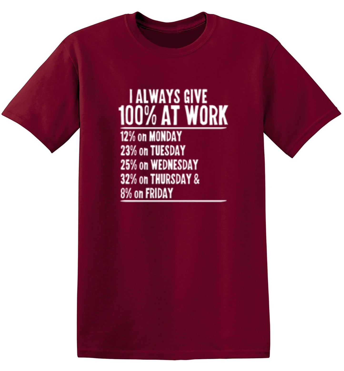 Funny T-Shirts design "I Always Give 100% At Work"