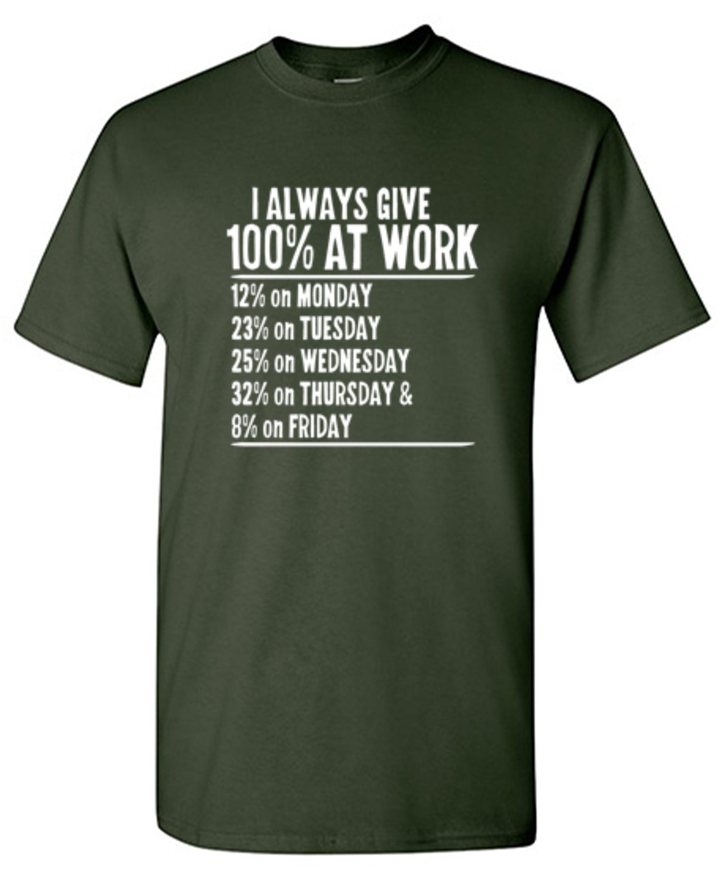 Funny T-Shirts design "I Always Give 100% At Work"