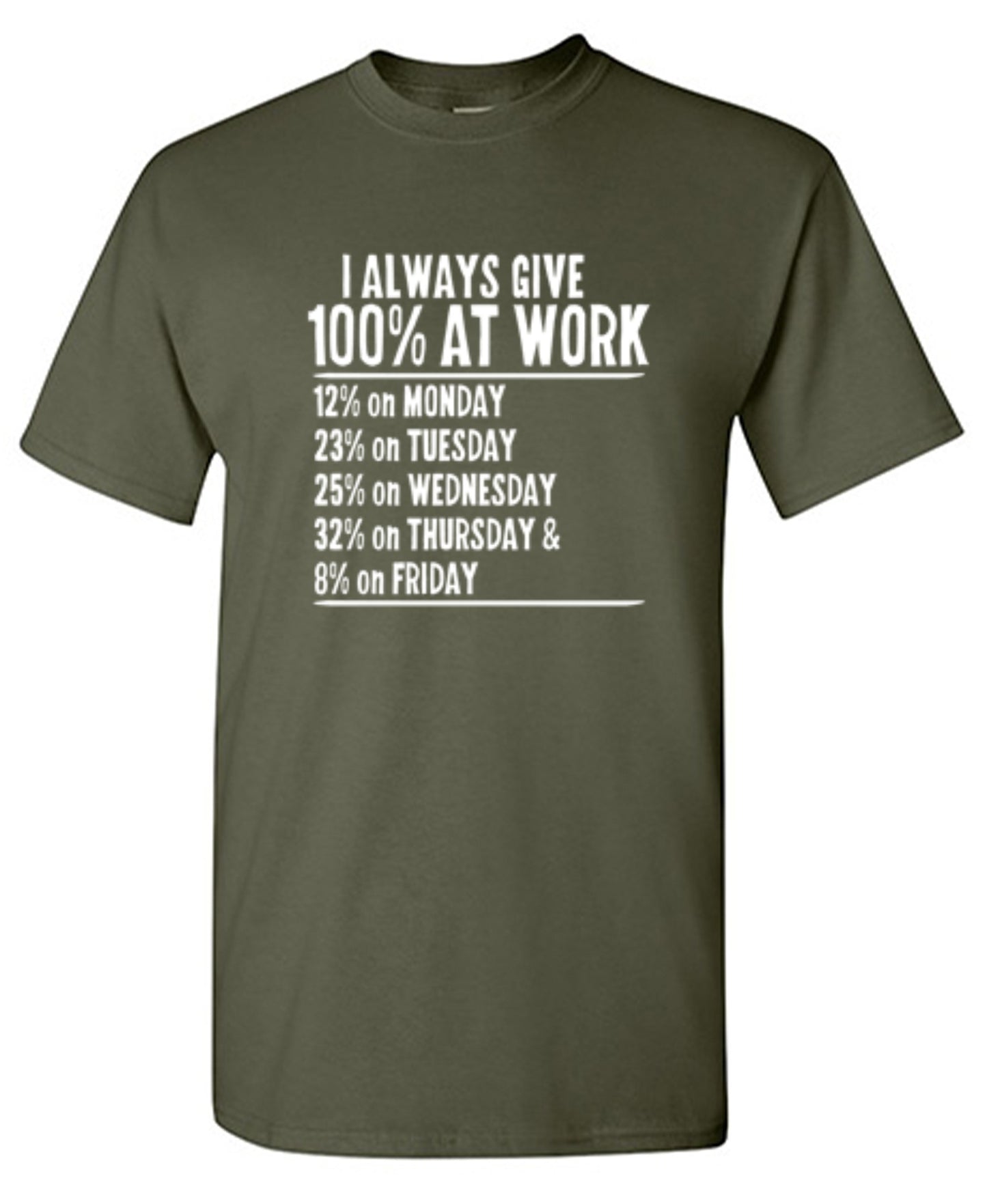 Funny T-Shirts design "I Always Give 100% At Work"