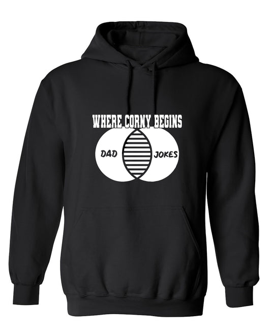 Funny T-Shirts design "Where Corny Begins - Funny Shirt for your Father - Hoodie"