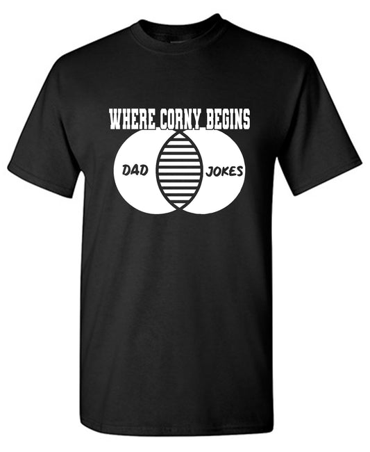 Funny T-Shirts design "Where Corny Begins - Funny Shirt for your Father"