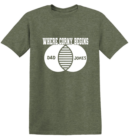 Funny T-Shirts design "Where Corny Begins - Funny Shirt for your Father"