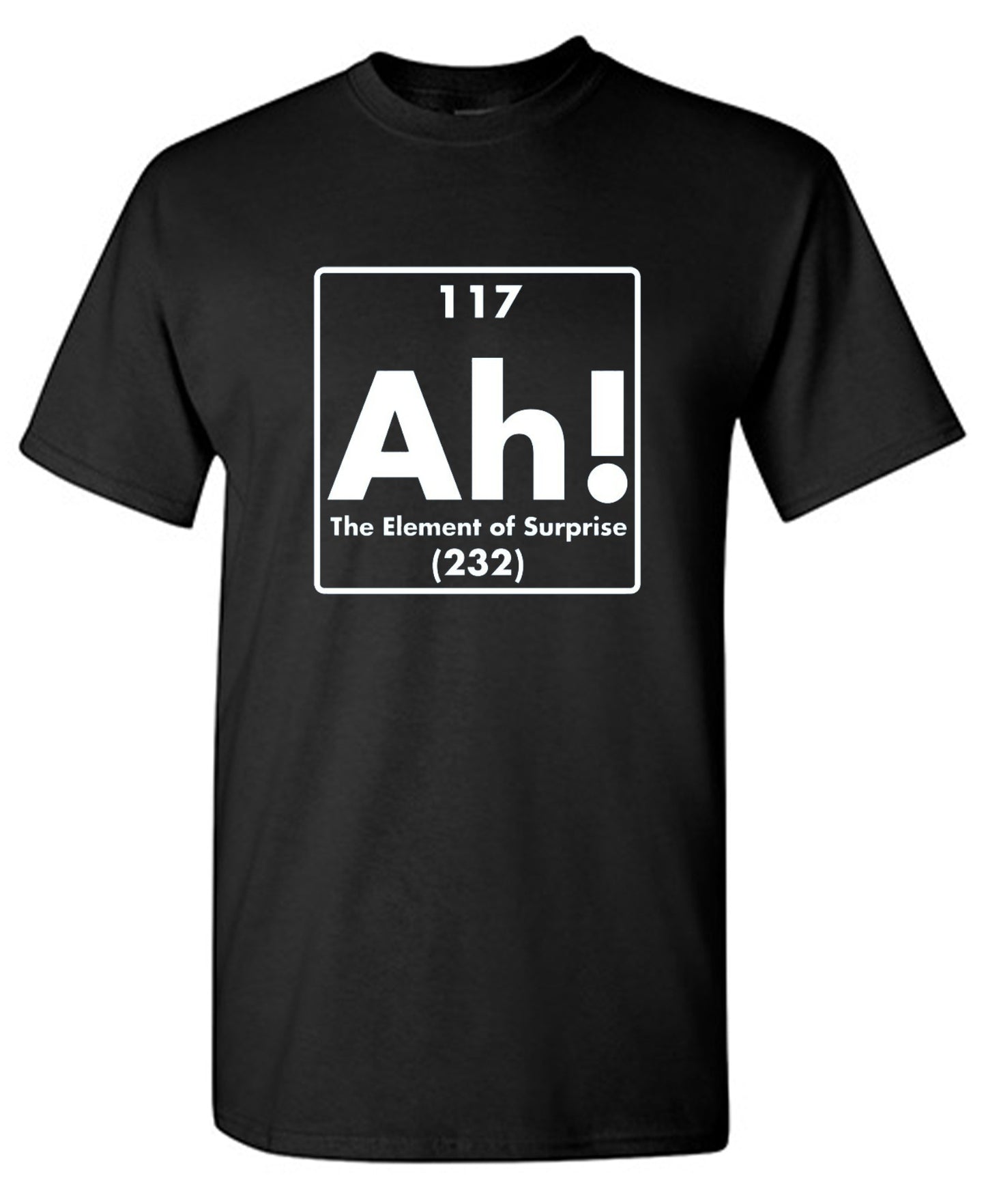 Funny T-Shirts design "Ah! The Element Of Surprise"