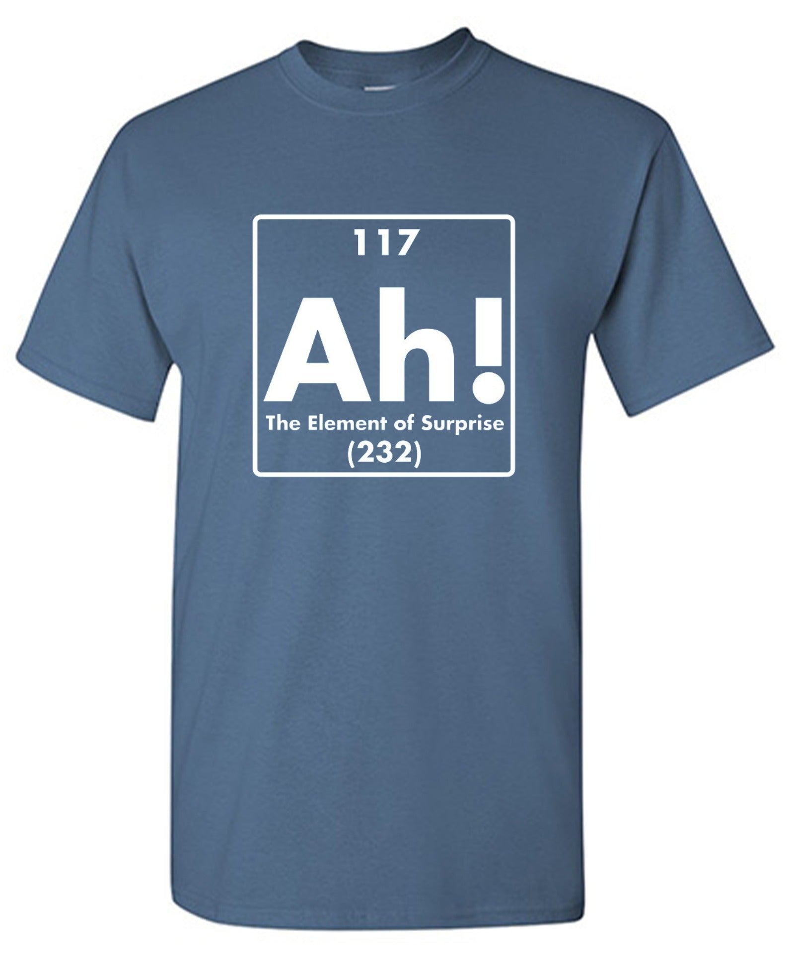 Funny T-Shirts design "Ah! The Element Of Surprise"