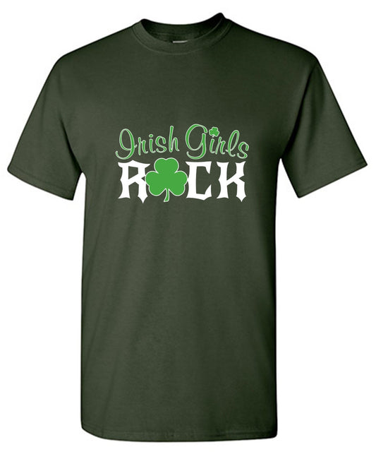 Funny T-Shirts design "Irish Girls Rock T-Shirt - Ring Spun Tee"