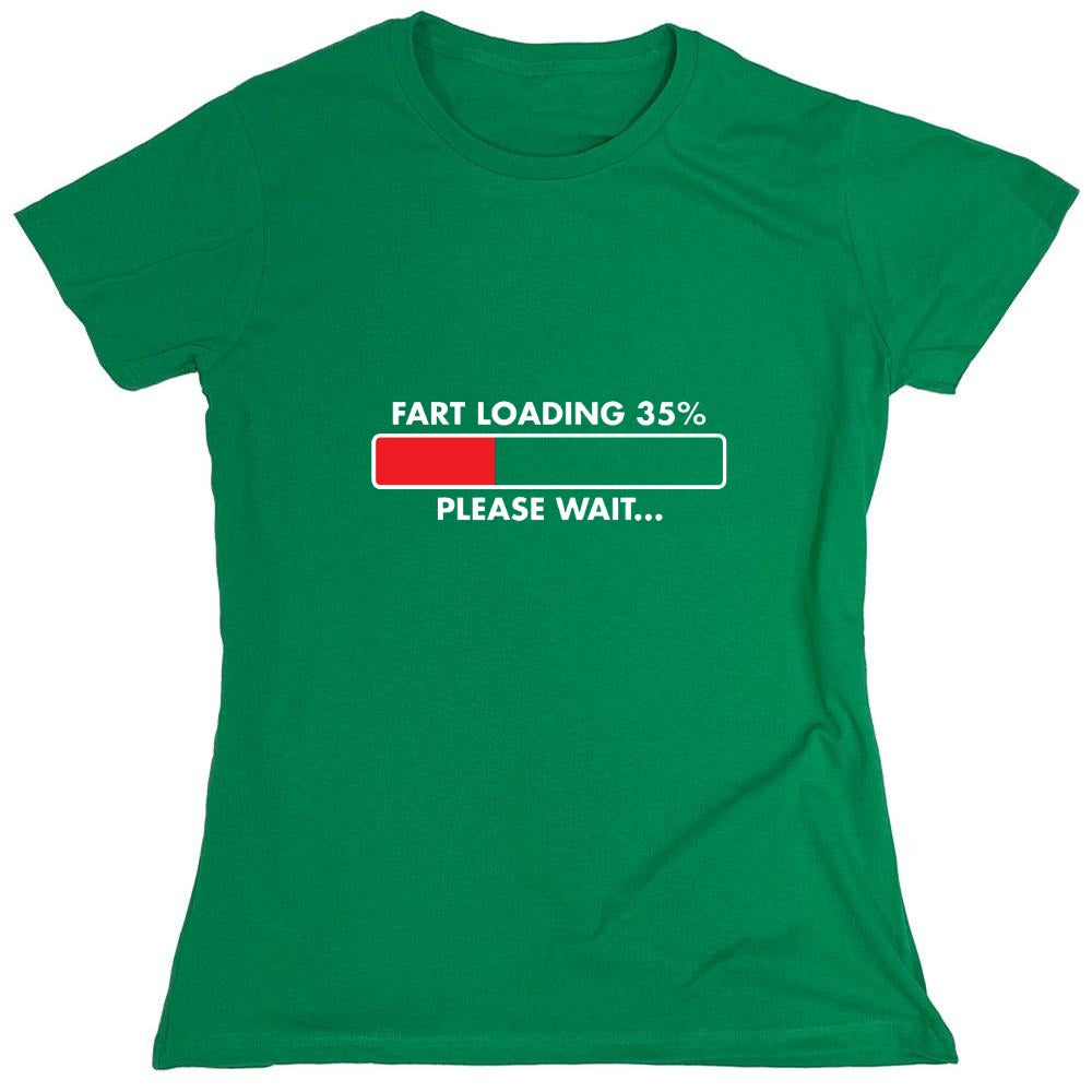 Funny T-Shirts design "Fart Loading 35% - Please Wait - Womens"