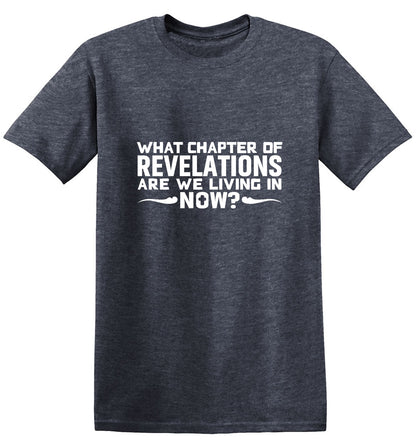 Funny T-Shirts design "What Chapter Of Revelations Are We Living In Now?"