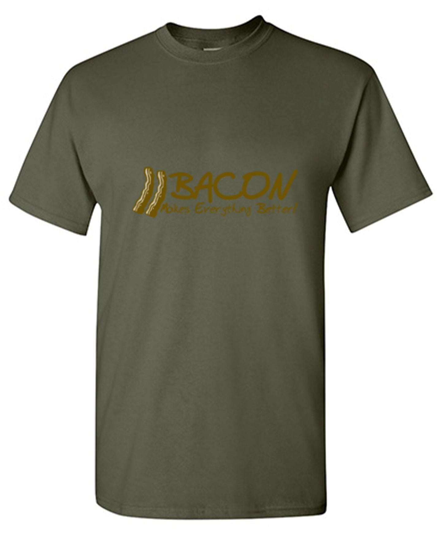 Funny T-Shirts design "Bacon Makes Everything Better!"