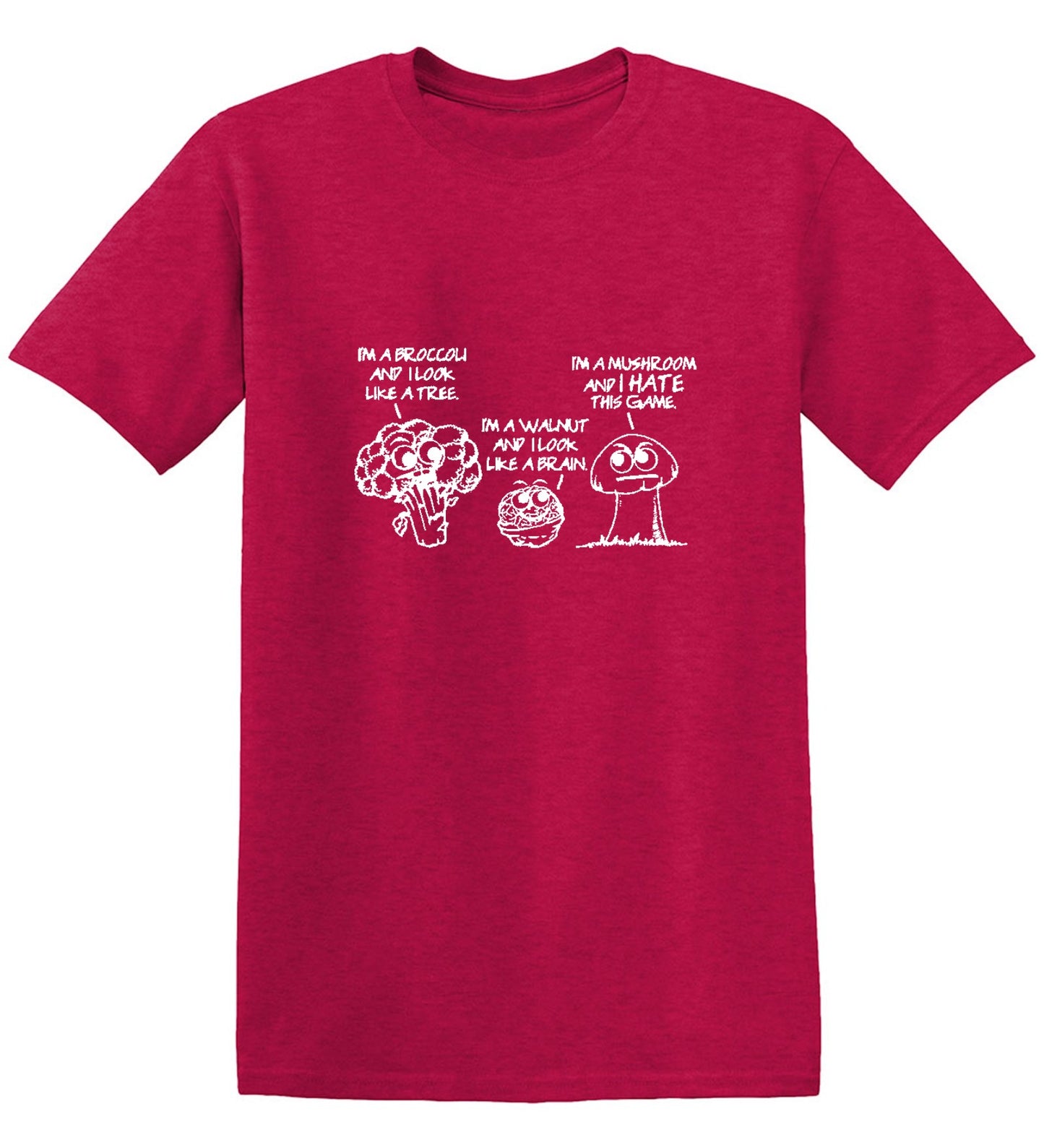 Funny T-Shirts design "I'm A Broccoli And I Look Like A Tree, I'm A Walnut And I Look Like A Brain"
