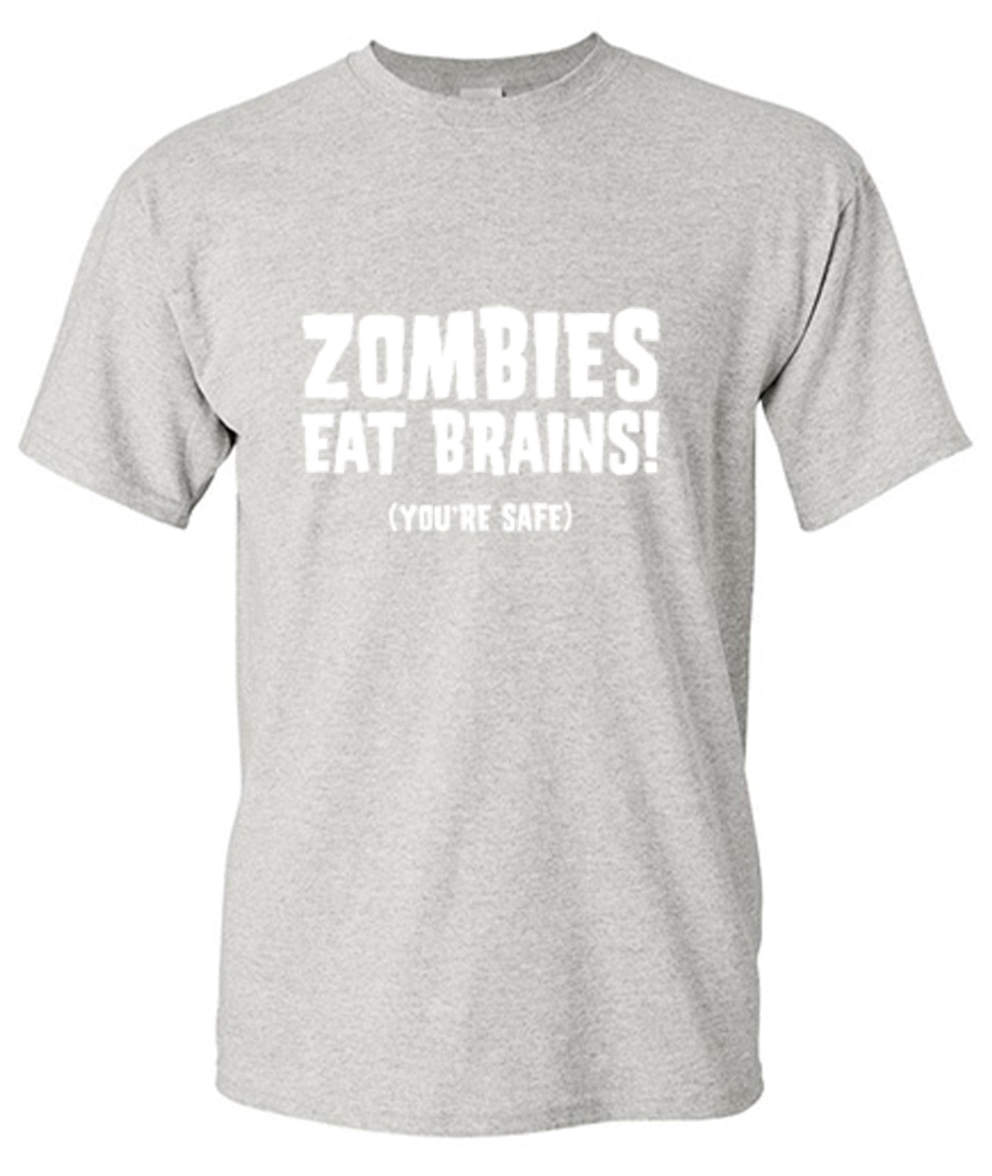Funny T-Shirts design "Zombies Eat Brains You're Safe T-Shirt - Tall Tee"