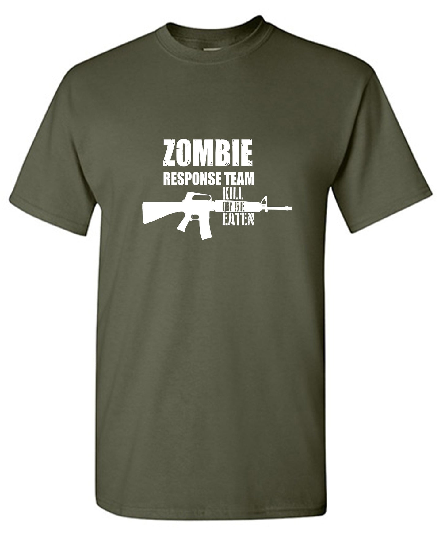 Funny T-Shirts design "Zombie Response Team Kill Or Be Eaten, New - Tall Tee"