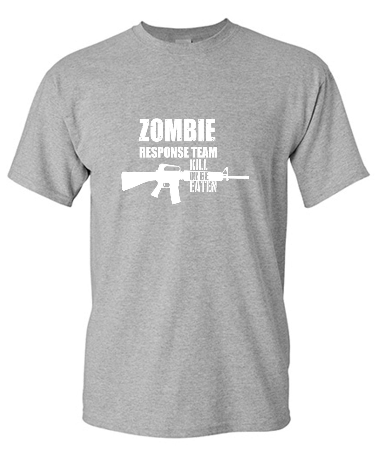 Funny T-Shirts design "Zombie Response Team Kill Or Be Eaten, New - Tall Tee"